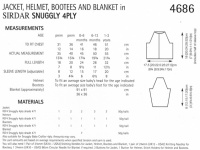 Knitting Pattern - Sirdar 4686 - Snuggly 4 Ply - Jacket, Helmet, Bootees & Blanket